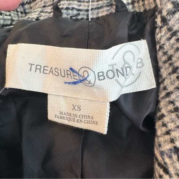 Nordstrom Treasure & Bond Plaid Double Breasted Heavyweight Plaid Coat Gray XS - Picture 10 of 11